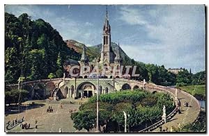 Carte Postale Ancienne Lourdes La Basilique et Esplanade