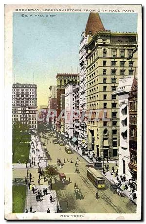 Carte Postale Ancienne Broadway Looking Uptown From City Hall Park New York
