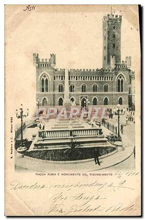 Carte Postale Ancienne Asti Piazza Roma E Monumento Del Risorgimento