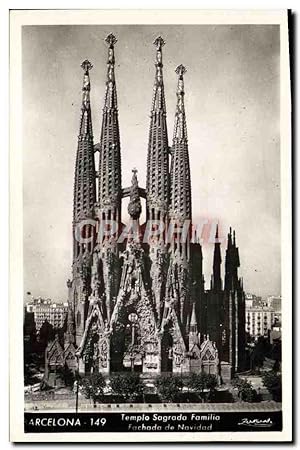 Carte Postale Ancienne Barcelona Temple Sagrada Familia Fachada De Navidad