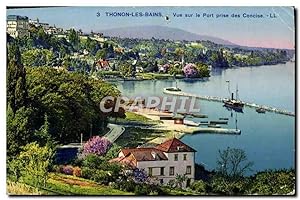Carte Postale Ancienne Thonon Les Bains vue Sur le Port Prise Des Concise