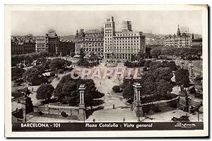 Carte Postale Ancienne Barcelona Plaza Cataluna Vista Général