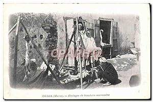 Carte Postale Ancienne Oudja Etalages de bouchers marocains