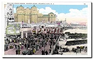Carte Postale Ancienne Atlantic City Rolling Chair Parade Winter Scene