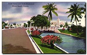 Carte Postale Ancienne Dade Canal And Dade Boulevard Miami Beach Florida
