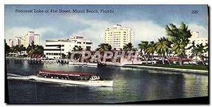Carte Postale Ancienne Pancoast Lake At 41st Street Miami Beach Florida Bateau