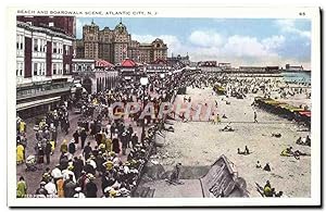 Carte Postale Ancienne Atlantic City Beach and Boardwalk Scene