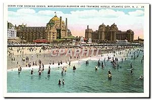 Carte Postale Ancienne Atlantic City Ocean View Showing Dennis Marlbourough Blenheim and Traymore...