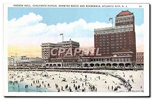 Carte Postale Ancienne Atlantic City Haddon Hall Chalfonte Hôtels Showing Beach and Boardwalk