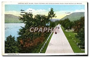 Carte Postale Ancienne Looking West On WM Penne Highway And Susquehanna River From Rockville Brid...