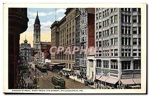 Carte Postale Ancienne Market Street West From Street Philadelphia Pa Tramway