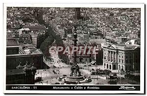 Carte Postale Ancienne Barcelona Monumento a Colon Y Ramblas