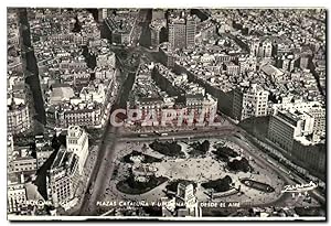 Carte Postale Ancienne Barcelona Plazas Cataluna Y Desde El Aire