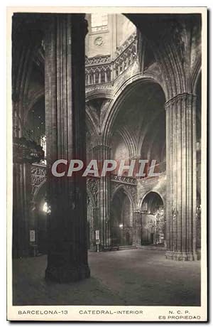 Carte Postale Ancienne Barcelona Catedral Interior
