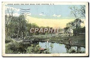Carte Postale Ancienne Scene Along The Post Road Port Chester N Y
