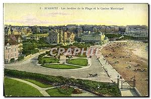 Carte Postale Ancienne Biarritz Les Jardins De La Plage Et Le Casino Municipal