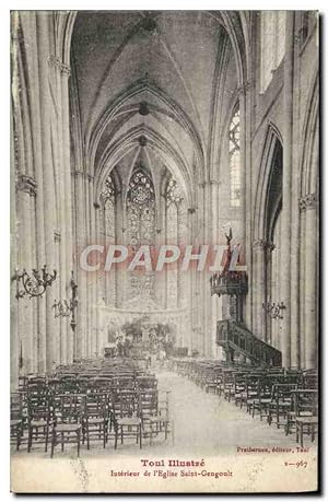 Carte Postale Ancienne Toul Illustre Intérieur De I'Eglise Saint Gengoult