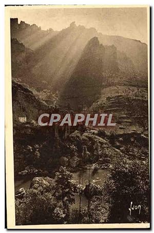Carte Postale Ancienne Gorges du Tarn a la sortie du cirque des Baumes