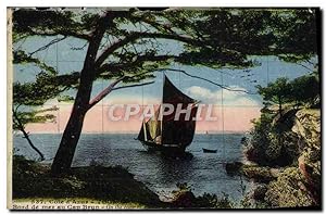 Carte Postale Ancienne Bord de mer au Cap Brun Bateau