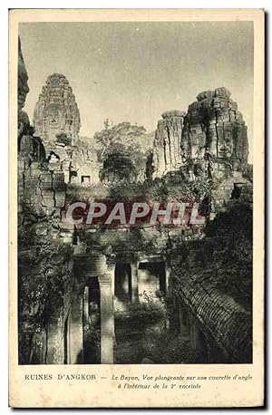 Carte Postale Ancienne Ruines D'Angkor Le Boyon vue Plongeante Sur une courette d'angle