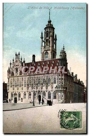 Carte Postale Ancienne Hôtel de ville de Middelbourg Publicite Cacao Blooker