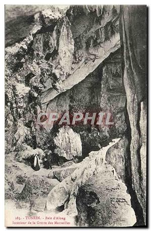 Carte Postale Ancienne Tonkin Baie D'Along Intérieur de la grotte des merveilles