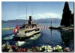 Carte Postale Moderne Evian Les Bains En Route Pour le Tour du Lac sur le bateau Le Suisse