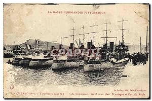Carte Postale Ancienne La Basse Normandie Pittoresque Cherbourg Torpilleurs dans le port de comme...