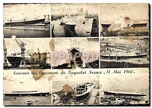 Carte Postale Ancienne Souvenir du lancement du Paquebot France 11 mai 1960