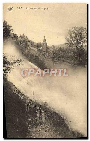 Carte Postale Ancienne Coo La Cascade Et I'Eglise