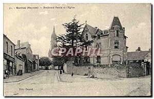 Carte Postale Ancienne Gorron Boulevard Favrie Et I'Eglise