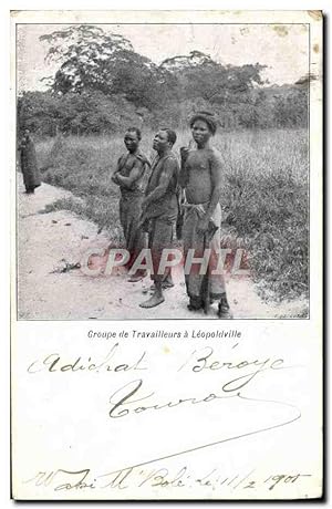 Carte Postale Ancienne Congo Belge Groupe de travailleurs a Leopoldville