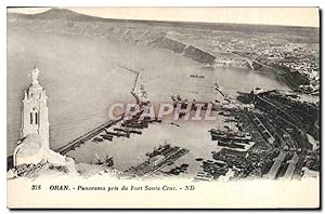Carte Postale Ancienne Oran Panorama Pris du Fort Santa Cruz Bateaux