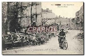 Carte Postale Ancienne Moto Verdun Rue Saint Pierre Militaria