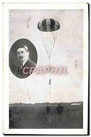 Carte Postale Ancienne Aviation Avion Parachute