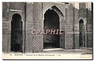 Carte Postale Ancienne Meknes Intérieur de la Medersa Bou Anania