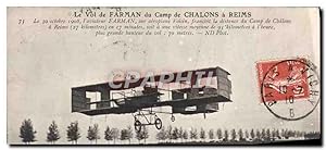 Carte Postale Ancienne Avion Aviation le vol de Farman du Camp de Chalons a Reims