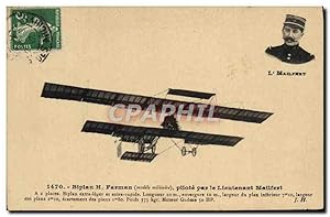 Carte Postale Ancienne Avion Aviation Biplan H Farman pilote par le lieutenant Mailfert