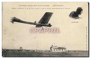 Carte Postale Ancienne Avion Aviation Grande semaine d'aviation Hubert Latham le roi de l'air Rec...