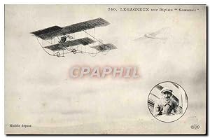Carte Postale Ancienne Avion Aviation Legagneux sur biplan Sommer