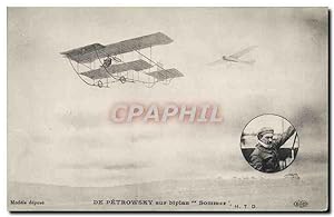 Carte Postale Ancienne Avion Aviation De Petrowsky sur biplan Sommer