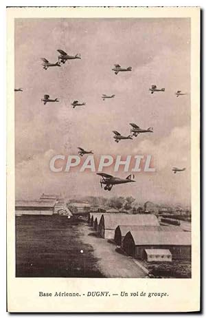 Carte Postale Ancienne Avion Aviation Base aérienne Dugny Un vol de groupe