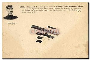 Carte Postale Ancienne Avion Aviation Biplan Farman pilote par le lieutenant Remy