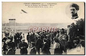 Carte Postale Ancienne Avion Aviation Circuit europeen 1911 Vincennes Arrivee de Garros sur monop...