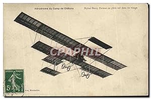 Carte Postale Ancienne Avion Aviation Aerodrome du Camp de Chalons Biplan Henry Farman en plein v...