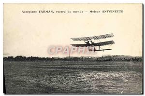 Carte Postale Ancienne Avion Aviation Aeroplane Farman record du monde Moteur Antoinette
