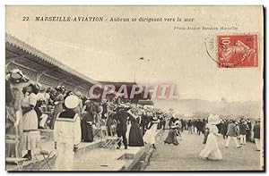 Carte Postale Ancienne Avion Aviation Marseille Aviation Aubrun se dirigeant vers la mer