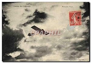 Carte Postale Ancienne Avion Aviation Camp de Chalons Monoplan Train