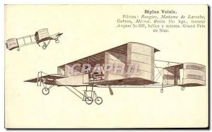 Carte Postale Ancienne Avion Aviation Biplan Voisin Rougier Madame de Laroche Gobron Metrot