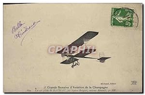 Carte Postale Ancienne Avion Aviation 2eme grande semaine d'aviation de la Champagne Un vol plané...